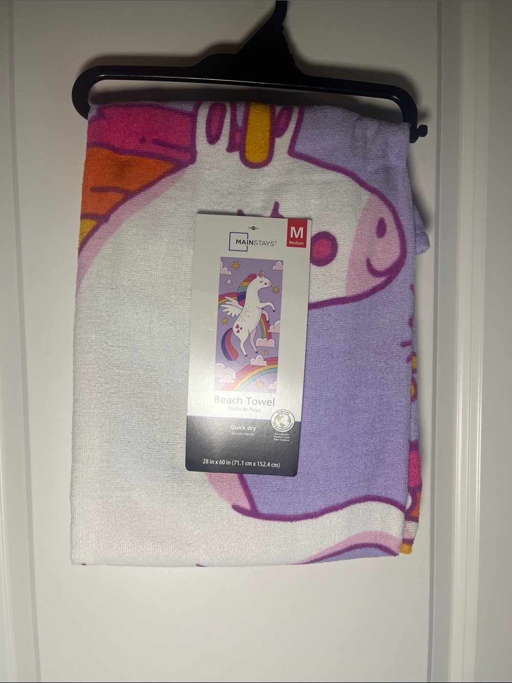 😁 5/$25 Mainstays Kids Unicorn Beach Towel - Pink, Purple & White